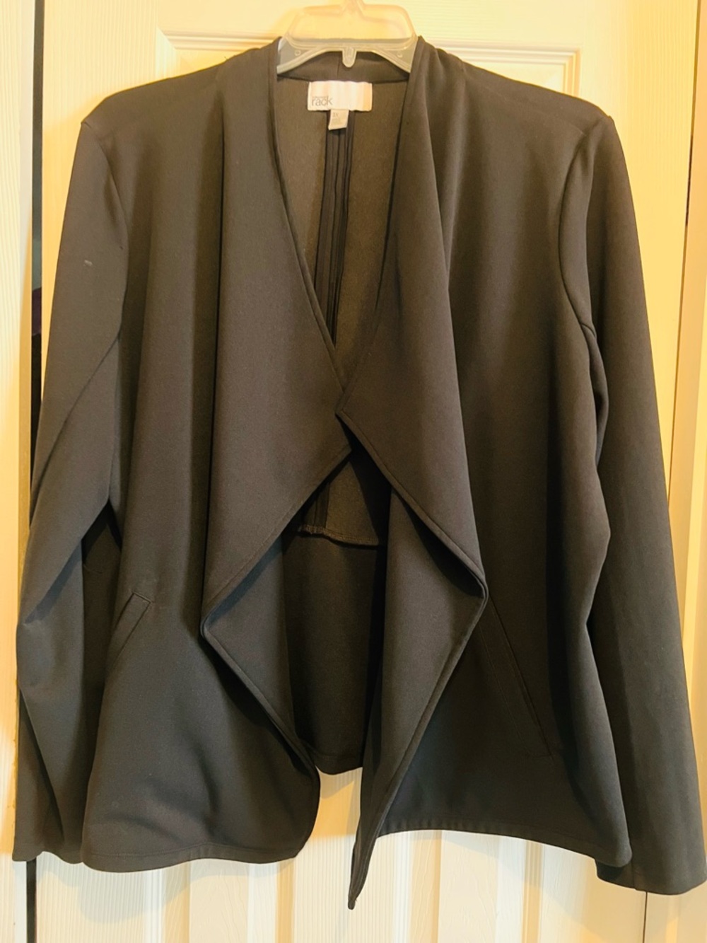 Black Draped Open-Front Jacket